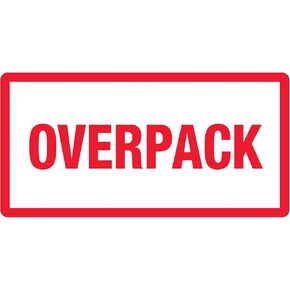 Top Pack Supply 'Overpack' Labels/Stickers, 3' x 6', Red/White, 500 Labels Per Roll (1 Roll)