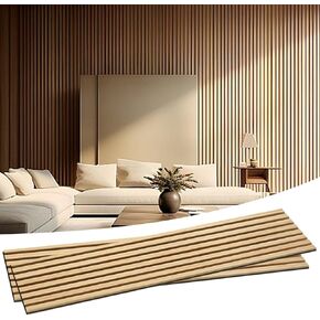 لوحات حائط خشبية صوتية، عبوتان من ألواح حائط خشبية مقاس 47.2 بوصة × 12.6 بوصة، لوحات حائط عازلة للصوت لغرفة النوم وغرفة المعيشة والمطبخ والمكاتب، من خشب البلوط الطبيعي in Kuwait