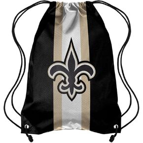 Forever Collectibles NFL New Orleans Saints Team Stripe Drawstring Backpack BagTeam Stripe Drawstring Backpack Bag, Black, 19" x 14"