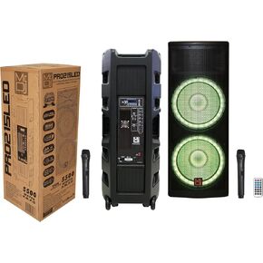 MR DJ PRO215LED Professional Dual 2x15" 5500W PA DJ Bluetooth Powered Speaker