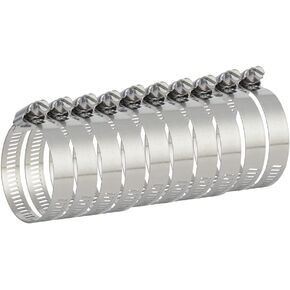 10 Pack 304 Stainless Steel 1.25" Worm Gear Hose Clamp Adjustable Range 21mm - 44mm Pipe Clamp Worm Drive Hose Clamp Fuel Line Clamp