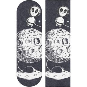 Skateboard Grip Tape Cute Alien Astronaut Long Boards Grip Tape Non-Slip Grip Tape Sheet Sticker Waterproof Sandpaper Grip Tape 33.1x9.1 Inch Longboard Griptape for Outdoor Recreation