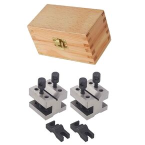 1-3/8 x 1-3/8 x 1-3/16 Inch V-Block and Clamp Multi-Use Hardened Steel Machinist Set