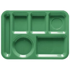G.E.T. Enterprises TL-152-FG 10" x 14" 6-Compartment Tray (Qty, 12), Plastic, Green (Pack of 12)
