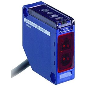 XUK9ARCNL2 Polarized Reflex Photoelectric Sensor, Compact 50 x 50 mm Body, AC/DC Input, 5-Wire Relay AC/DC Output, 1 NO 1 NC Contact, 2-m Electrical Cable