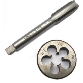 1/2-24 Tap And Die Set, UNF Right Hand Machine Thread Tap and UNS Round Thread Die
