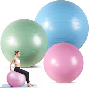 Honoson 3 Pcs Exercise Ball Large Yoga Ball Pregnancy Ball 3 Size Fitness Ball Multiple Sizes Yoga Ball Chair for Office Home Labor Gym Birth Balance, 55/65/75cm(Pink, Green, Blue)