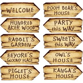20 Pcs Winnie Arrow Signs Double-Side Directional Sign Adorable pooh baby shower decorations Classic pooh birthday decorations