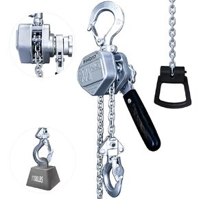 Mini Lever Hoist 1/2 Ton, Chain Hoist Come Along 5FT, Aluminum Alloy Mini Puller Hoist G80 Chain with Safety Hook, for Lifting Pulling Garages Warehouse, Christmas Gifts for Dad Husband Men