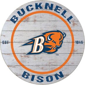 Bucknell Bison Weathered Circle Sign, 20x20 Inches, Bison Decor for Dorm Room, Fan Cave, Living Room; Display Your Team Spirit with This Bucknell Bison Wall Art