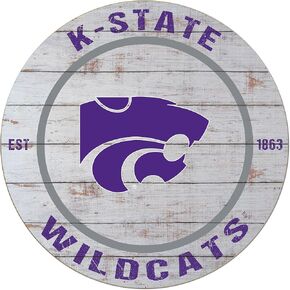 Kansas State Wildcats Weathered Circle Sign, 20x20 Inches, Wildcats Decor for Dorm Room, Bedroom, Fan Cave, Living Room; Display Your Team Spirit with This Unique Kansas State Wildcats Wall Art
