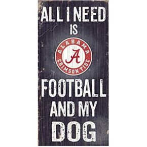 NCAA Official National Collegiate Athletic Association Fan Shop Authentic Wooden Signs (Alabama Crimson Tide - Football and Dog)