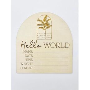 لافتة إعلان ميلاد AXAHUHIVN Hello World لحديثي الولادة، علامة إحصائيات الميلاد، لافتة خشبية باسم Hello World Baby، لوحة إعلان ميلاد خشبية "Hello World" أكريليك أبيض غير لامع (13)