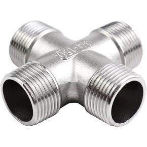 Beduan Cross 1/2" Male NPT Cast Pipe Fitting, 4 Way Coupling, Stainless Steel Class 150