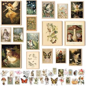 97 Decor Vintage Fairycore Decor - Fairy Wall Decor Aesthetic, Cottage Wall Art Fairy Core Posters, Fairy Art Prints Cottagecore Mushroom Pictures, Earthy Fairy Decor for Bedroom Home (8x10 Unframed)