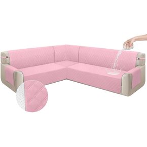 Arfntevss Corner Sectional Couch Covers L Shape Waterproof Sofa Cover Set Universal Quilted Slipcover Set 5 Piece U Shaped Non Slip Couch Cover Living Room Furniture Protector (Beige, Large) in Kuwait