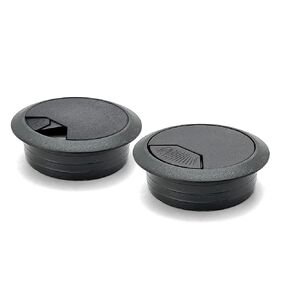 ANGSTROM 2-Pack Desk Grommet Hole Cover Organizer for Desktop Computer Wires, Black Plastic (2-Inch)