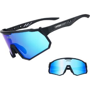 نظارات JEPOZRA المستقطبة لركوب الدراجات مع 3 عدسات قابلة للتبديل، نظارات ركوب البيسبول والجري والتزلج الرياضية in Kuwait