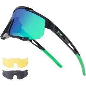 JEPOZRA Polarized Cycling Glasses with 3 Interchangeable Lenses,Riding Glasses Baseball Running Ski Sports Sunglasses