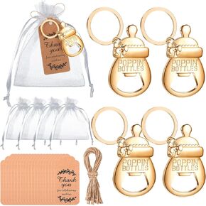 CHENGU Popping Bottle Openers Baby Shower Return Favors for Guests Bottle Opener Decorations and Souvenirs with Organza Bags Thank You Tags for Theme Party Favors (Bear Style,73 Pieces)