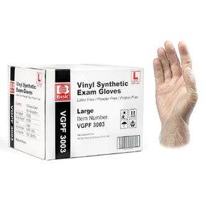 Basic Diagnostic VGPF3004 Clear Vinyl Exam Gloves, Latex-Free & Powder-Free, Extra-Large, Pack of 1000