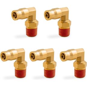 1/4 "الكوع الاتحاد DOT النحاس دفع لتوصيل تركيبات خط الهواء، 1/4" OD أنبوب x1/4 "NPT 90 درجة الاتحاد قطب الكوع خط الفرامل الهواء موصلات تركيب سريع لمقطورات الشاحنات أو نظام الهواء الصناعة (5PCS) in Kuwait