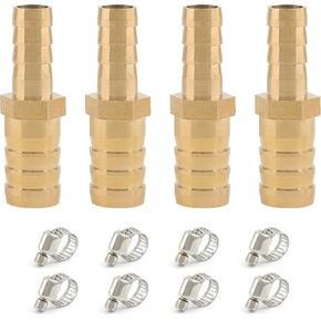 4 Pcs Brass Barbed Hose Fittings 5/8 Inch Barb Splicer Mender for Gas, Fuel, Oil, Air, Water, WOG