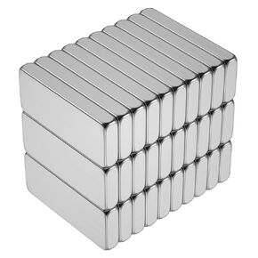 10Pcs Small Strong Neodymium Magnets Bar，Rectangular Rare Earth Magnets Heavy Duty，Extra Strong Square Magnets for Refrigerator Crafts Industrial Tool Storage (30x10x3mm)