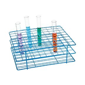 EISCO Blue Epoxy Coated Steel Wire Test Tube Rack, 80 Holes, Outer Diameter Permitted of Tubes 18-20mm or Less, 8x10 Format