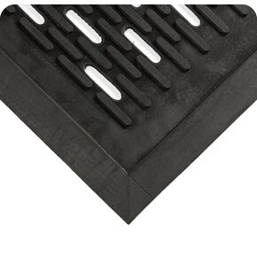 UpFront Scraper Mat - Slotted Black. Natural Rubber. Pliable Ridges. Shoe Cleaning Mat for Debris, Snow and Rain. 3' W x 5' L x 5/16" Thickness. For Outdoor Entrances (224.516x3x5GRSLTBK)