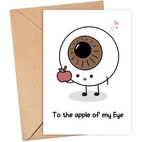 To The Apple Of My Eye Card - Valentine's Day Medical Card Gift For Doctor-Nurse - Medical Cute Card - Eyeball Card - Optometry Card - Eye Card - Medical Pun Card - Greeting Card