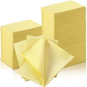 750 Pcs Disposable Dental Bibs Bulk Waterproof Tattoo Bib Sheet Waterproof Patients Bibs for Lash Tattoo Nail Art Tray Cover 13" x 18" (Yellow)