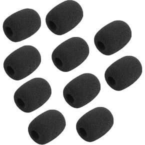 Geekria for Creators Foam Windscreen for 1/4" (10mm) Diameter Microphones, Antipop Foam Cover, Mic Wind Cover, Sponge Foam Filter Compatible with HyperX Cloud X, Cloud Pro (Black / 10 Pack)