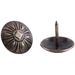 Upholstery Nails, Decorative Tack Stud 100pc Vintage Nails Bronze Metal Tags Furniture Sofa Shoe Door Upholstery Nails (# 5)