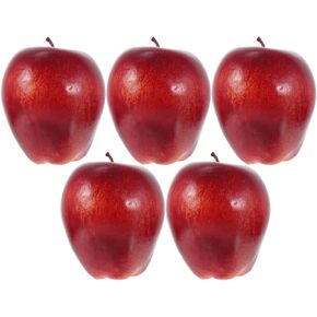 BESPORTBLE 5 Pcs Artificial Apples, Dark Red Fake Apples Fruits Simulation Realistic Apples Fake Apple Prop for Dining Table Basket Display Christmas Wedding Party Home Kitchen Decoration