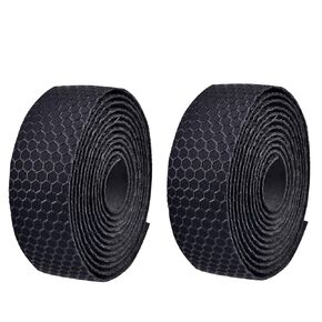 JEELAD Bike Handlebar Tape Bicycle Bar Tape Soft Non-Slip EVA Cycling Handle Wraps with 2pcs Bar End Plugs for Most Bike (#A - Black - 2 Rolls - Honeycomb)