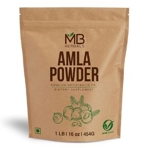 MB Herbals Amla Powder 1 LB | 16 oz | Amalaki | Wild Amla Berries Powder | Non-Irradiated | Raw | Non-GMO | Gluten-Free | No-Preservatives