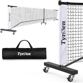 Portable Pickleball Net on Wheels, 22FT Pickleball Net for Driveway Backyard, Strong PE Net, Metal Frame, 1 Carry Bag, Pickleball Net System for Indoor & Outdoor