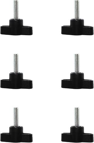 Maxmoral 6PCS 1.18 Inch Stainless Steel Thumbscrew M6x30 Coarse Thread Screw Butterfly Twisted Wire Nut Black Tee Wing Plastic Knob Suitable for Industrial and Furniture Decoration in Saudi Arabia