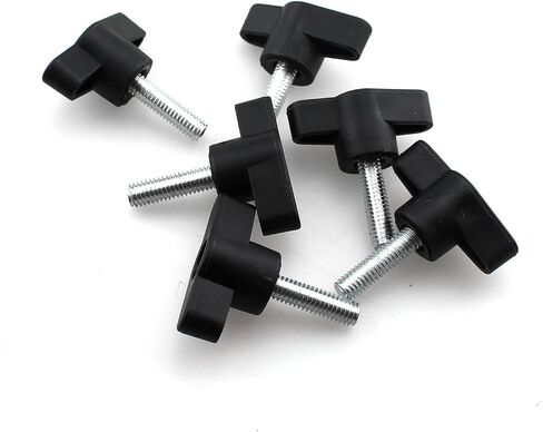 Maxmoral 6PCS 1.18 Inch Stainless Steel Thumbscrew M6x30 Coarse Thread Screw Butterfly Twisted Wire Nut Black Tee Wing Plastic Knob Suitable for Industrial and Furniture Decoration in Saudi Arabia