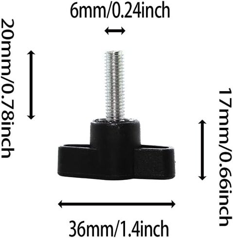 Maxmoral 6PCS 1.18 Inch Stainless Steel Thumbscrew M6x30 Coarse Thread Screw Butterfly Twisted Wire Nut Black Tee Wing Plastic Knob Suitable for Industrial and Furniture Decoration in Saudi Arabia