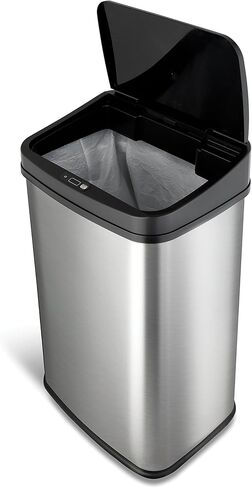 NINESTARS DZT-50-28 Automatic Touchless Motion Sensor Rectangular Trash Can, 13 Gal, Black Trim in Saudi Arabia