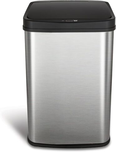 NINESTARS DZT-50-28 Automatic Touchless Motion Sensor Rectangular Trash Can, 13 Gal, Black Trim in Saudi Arabia