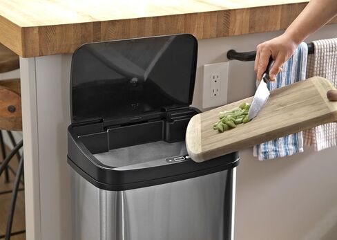 NINESTARS DZT-50-28 Automatic Touchless Motion Sensor Rectangular Trash Can, 13 Gal, Black Trim in Saudi Arabia