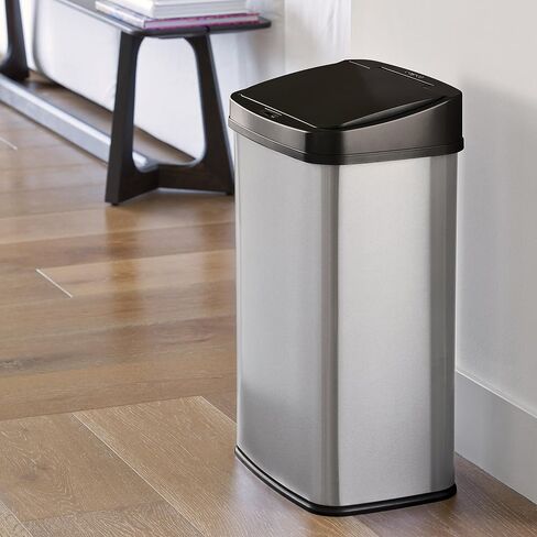 NINESTARS DZT-50-28 Automatic Touchless Motion Sensor Rectangular Trash Can, 13 Gal, Black Trim in Saudi Arabia