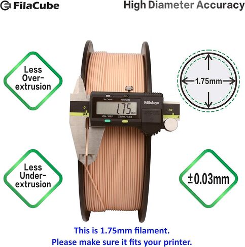 Skin/Flesh PLA 3D Printer 1.75mm Filament 1kg - FilaCube PLA 2 Light skin color tone 1.75 mm 1 kg 3D Printing plastic filament supply for human organ model body girl toy epidermis [Made in USA] in Saudi Arabia