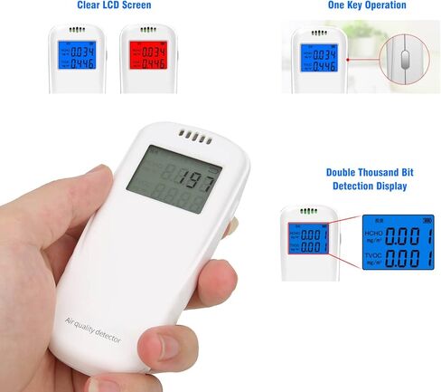 كاشف الفورمالديهايد عرض كشف مزدوج ألف بت جهاز اختبار جودة الهواء جهاز قياس جودة الهواء الرقمي جهاز قياس كاشف TVOC الداخلي جهاز قياس جودة الهواء in Kuwait