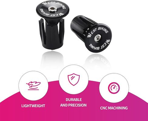 2 Pack Aluminum Bike Handlebar End Plugs Bike Bar End Grips Expanding Locking Bar End Caps for Drop Bars, Expandable Adjustable Locking End Caps-Black in Saudi Arabia