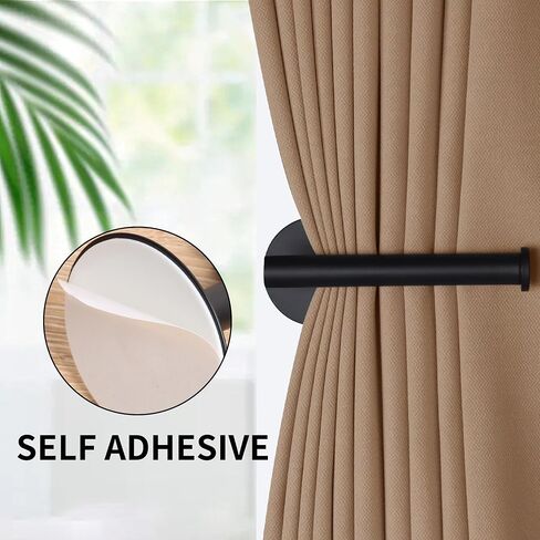 2 Pack Curtain Holdbacks No Drill Curtain Tiebacks Adhesive Curtain Holdbacks Curtain Pull Backs Curtain Hooks No Drill Curtain Holders Curtain Tie Backs for Curtains (2, Black) in Saudi Arabia