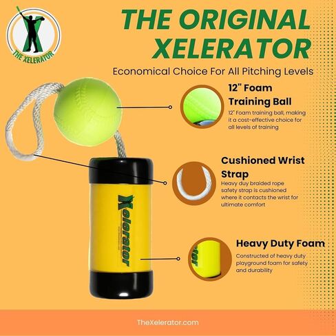 مدرب رمي الكرة اللينة الأصلي من Xelerator Fastpitch - كرة إسفنجية مقاس 12 بوصة، تعمل على تحسين السرعة والدقة، وتقليل وقت التدريب، ولا حاجة إلى أداة التقاط - صنع في الولايات المتحدة الأمريكية in Saudi Arabia